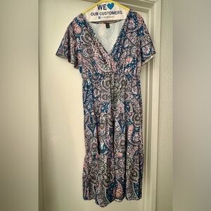 SHEIN Blue and Pink Paisley Maxi Dress